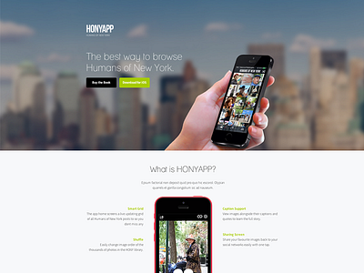 Humans of New York App Landing Page 5c 5s humans ios iphone landing marketing new york simple ui unbounce web