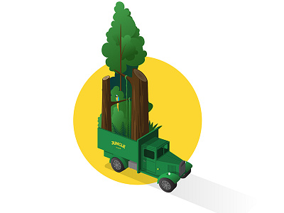 Jungle Truck forrest illustration jungle parrot plants tree truck vector vehicle
