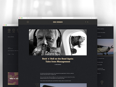 Eric Burdon Blog Article (Concept) article blog dark design minimal ui ux