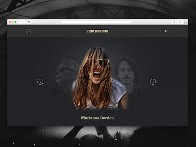 Eric Burdon Artist Page artist dark design navigate rock simple slider ui ux