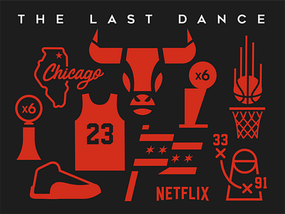 The Last Dance animal basketball basketball logo branding chicago chicago bulls design icon icon design icon set icons illustration logo michael jordan nba nba poster netflix sports vector