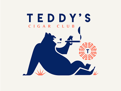 Teddy's Cigar Club animal branding character design illustration logo mascot minimal symbol vector