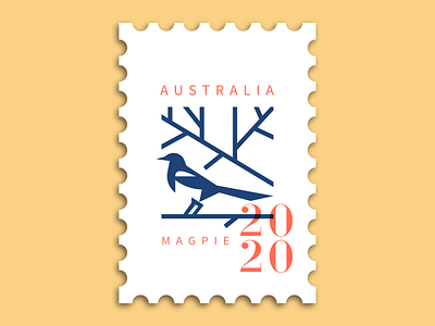 Magpie Stamp animal bird logo branding character illustration logo magpie mascot stamp stamp design symbol typography