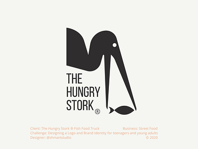 The Hungry Stork animal branding character icon illustration logo mascot minimal stork typography vector