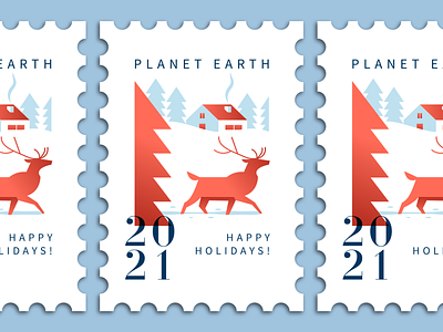 Happy Holidays! animal branding christmas christmas card deer holiday holiday card illustration logo mascot stamp stamp design typography vector