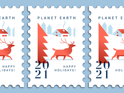 Happy Holidays! animal branding christmas christmas card deer holiday holiday card illustration logo mascot stamp stamp design typography vector