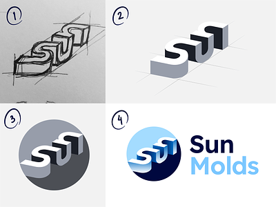 Sun Molds Logo Construction 3d 3d design branding graphic design lettermark logo logo design sun typography vector