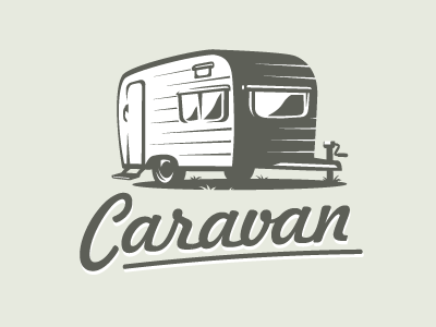 Caravan caravan illustration logo retro style van