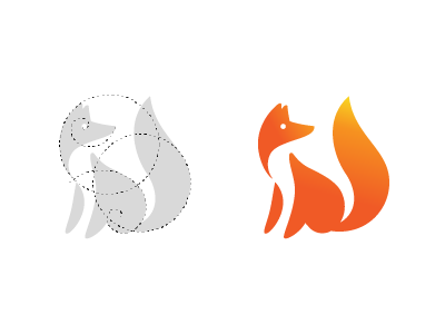 Fox Logo Construction animal fox golden logo logodesign mascot negativespace ratio section