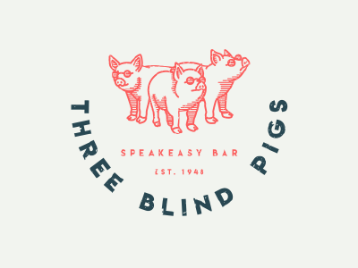 Three Blind Pigs Logo bar blind logo logodesign old pig pigs retro school three