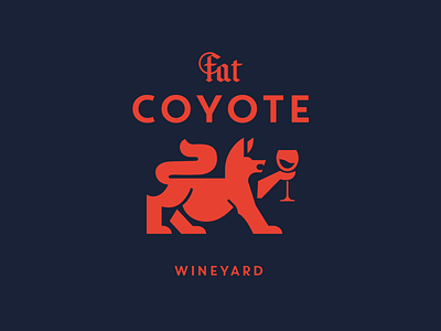 Fat Coyote animal branding character concept coyote design illustration logo mascot symbol wine wine label winery