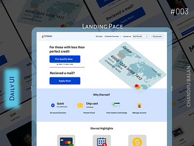 Daily-UI, #003 - Landing Page 003 branding credit card credit score dailyui design designer experience ui ui ux user interface ux vector web web deisgn