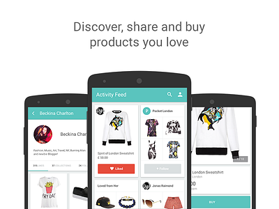 Shopa App for Android android app design digital e commerce material design mobile product shopping social ui ux
