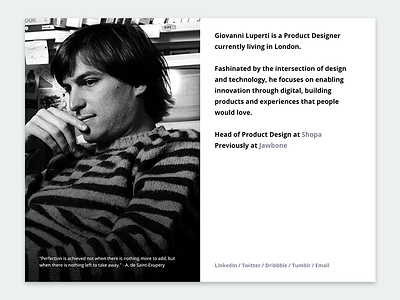 Personal Website Redesign interface journal minimal portfolio product design profile simplicity steve jobs ui website