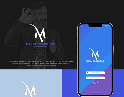 Maxim Consulting (Landing Page & App UI) adobe xd app black blue branding consulting design dribbble figma graphic design interaction design ios landing page logo lunacy typography ui ux web website