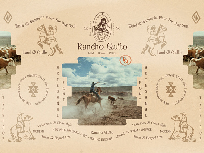 Rancho Quito elegant serif font agave america branding cowboy design farm fat hamster font horse illustration logo mexico ranch ranger serif font texas typeface usa woman
