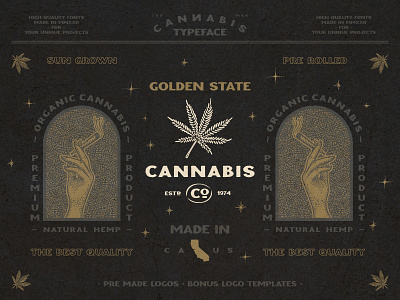 CANNABIS vintage font branding cannabis cbd design fat hamster font hemp illustration logo typeface