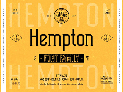 HEMPTON font family design fat hamster font type typeface