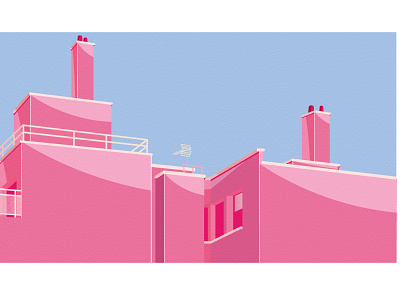 Pink building asthetic design graphic design illustration vector