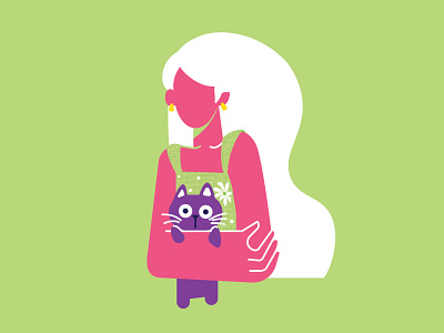 Pink girl with her purrrrple cat