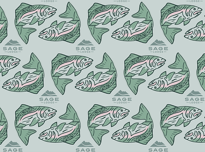 Trout Pattern for Buffs design fly fishing illustration logo montana sage lodge trout