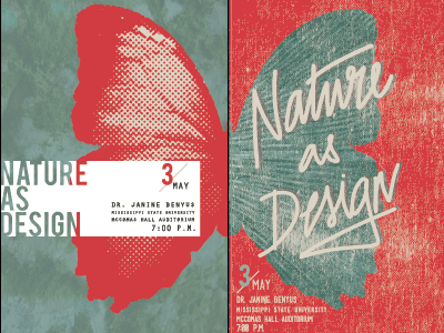 Nature As Design Lecture Posters butterfly design ginkgo hand lettering hand type illustrator lecture posters nature nature as design poster poster design texture