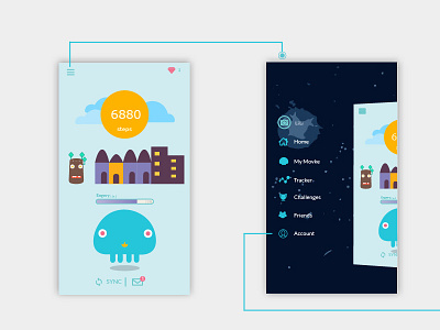 SmartFit character design healthy lifestyle interface design mobile app monsters ui ux