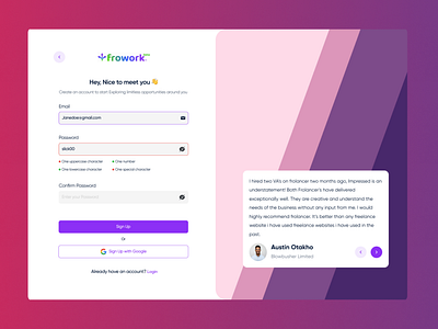 #7 - Frowork Signup Page Redesign.