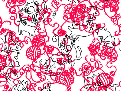 Foto-wallpaper cats illustration magenta