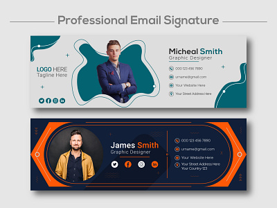 Corporate Email Signature or Email Footer Design branding business contact corporate cover creative design email footer email signature graphic design mail social media template