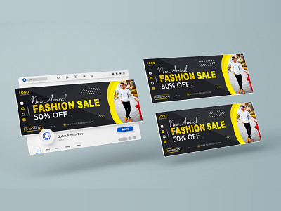 Fashion sale social media Facebook cover design template