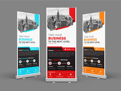 Roll Up Banner Design ads banner branding business company corporate creative design graphic design modern new office pop up postcard pull up retractable roll up signage trending unique