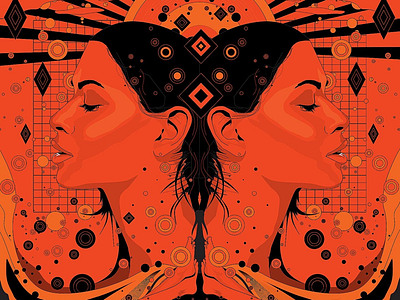 Vector symmetry 2d illustration symmetry vector woman