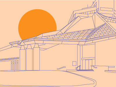 Kemper Museum of Contemporary Art blueprint contemporary art illustrator kansas city kemper museum outline sunrise