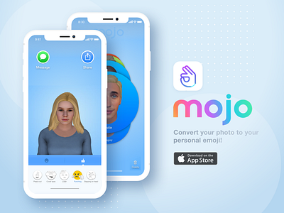Mojo Emoji App Promo 3 3d animoji app apple avatar cool emoji fun peace pop social