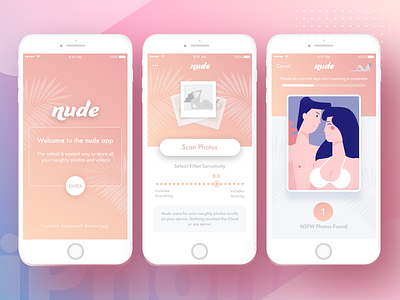 Private Photo Vault App UI ai app design funny gradient ios nude pink private sexy ui