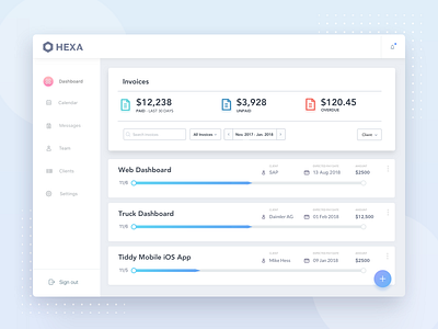 Hexa Pay Dashboard Home Page