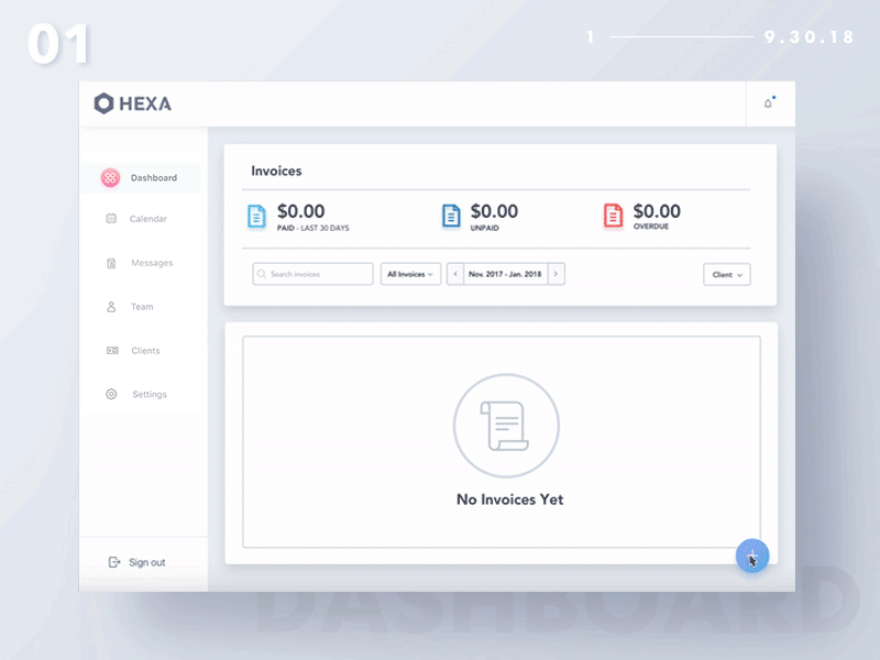 Hexa Pay Dashboard Demo 1 animation business agency business and finance client cool dashboard design enterprise invoice minimal motion payment software tool tracking ui ux