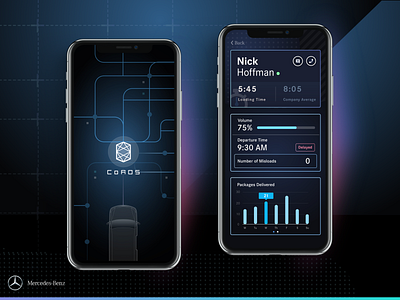 Mercedes-Benz CoROS Fleet App app cool dark design fleet logistics management mobile modern productivity tech ui ux