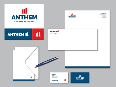 Anthem Business Solutions Branding america bar graph branding business card design flag identity design letterhead design logo logo family patriotic