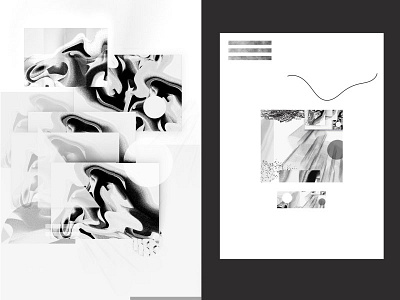 Spread III abstract black and white digital painting experimental print design
