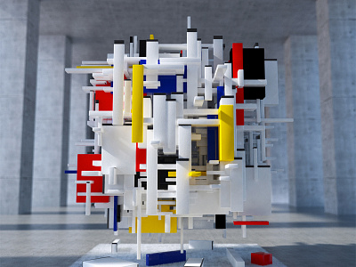 3d Piet Mondriaan 3d abstract architecture c4d cinema4d mograph mondriaan piet pietmondriaan stijl vray