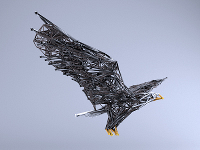 3d Eagle 3d abstract animal bird c4d cinema4d eagle mograph predator vray wire wired