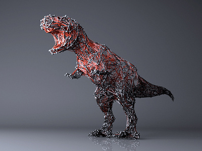 3d T-Rex 3d abstract animal c4d cinema4d dinosaur mograph predator t rex vray wire wired