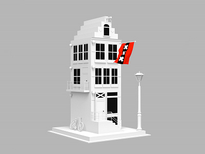 House of Amsterdam 3d amsterdam bike building c4d cinema4d exterior flag house model mograph travel