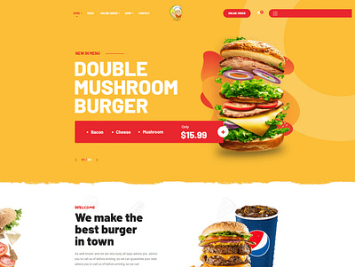 Fast Food & Restaurant Website Design animation branding business website design elementor pro graphic design illustration logo restaurant website design vector