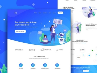 ChatBot - Landing Page Design animation branding business website chatbot landing page design design elementor pro graphic design illustration logo ui vector