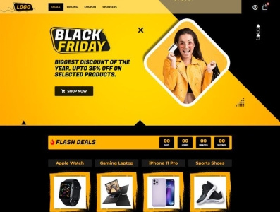 Premium PSD _ Black Friday landing page Design 3d animation black friday landing page design branding business website design elementor pro graphic design illustration logo motion graphics ui vector