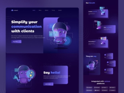 Radhen - Chatbot Landing Page Design 3d animation branding business website design elementor pro graphic design illustration logo motion graphics ui vector