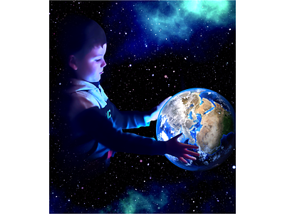 The world in your hands composite design earth globe graphic design planet space stars world